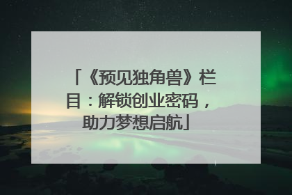 《预见独角兽》栏目：解锁创业密码，助力梦想启航