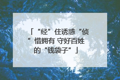 “经”住诱惑“侦”惜拥有 守好百姓的“钱袋子”