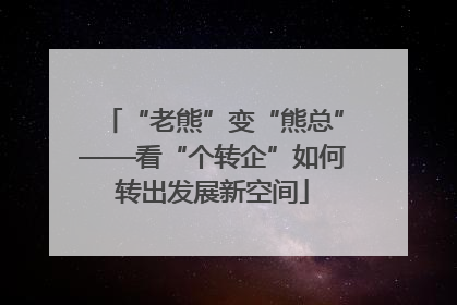 “老熊”变“熊总”——看“个转企”如何转出发展新空间