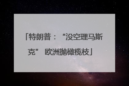 特朗普：“没空理马斯克” 欧洲抛橄榄枝