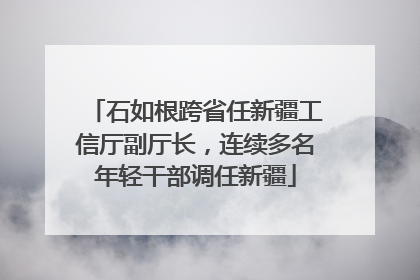 石如根跨省任新疆工信厅副厅长，连续多名年轻干部调任新疆