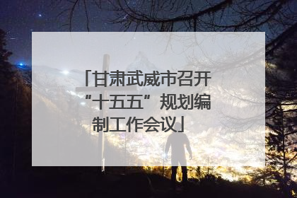 甘肃武威市召开“十五五”规划编制工作会议