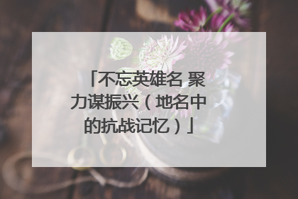 不忘英雄名 聚力谋振兴（地名中的抗战记忆）