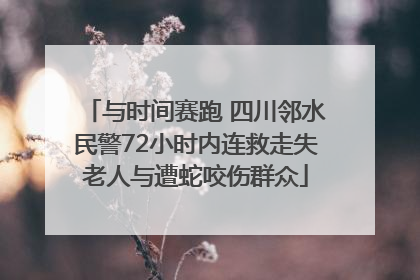 与时间赛跑 四川邻水民警72小时内连救走失老人与遭蛇咬伤群众