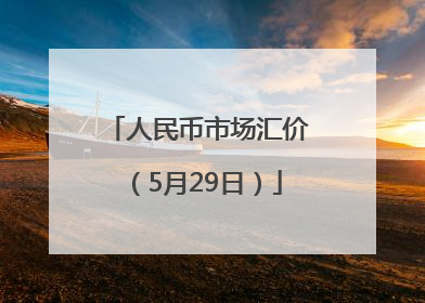 人民币市场汇价（5月29日）