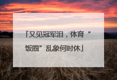 又见冠军泪，体育“饭圈”乱象何时休
