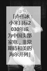 卢伟冰：小米目标2030年成为中国头部家电，非常期待和美的海尔并列
