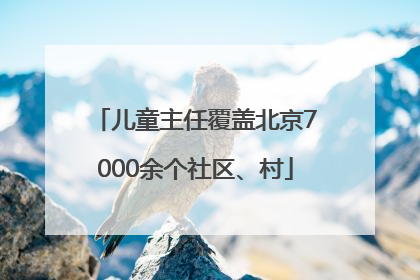 儿童主任覆盖北京7000余个社区、村