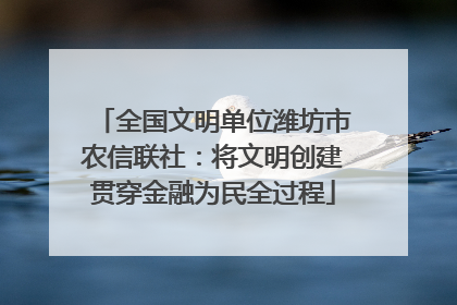 全国文明单位潍坊市农信联社：将文明创建贯穿金融为民全过程