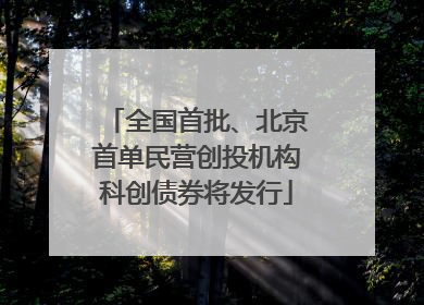 全国首批、北京首单民营创投机构科创债券将发行
