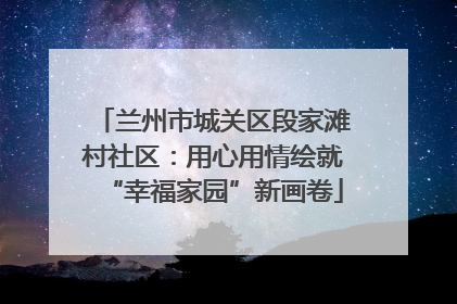 兰州市城关区段家滩村社区：用心用情绘就“幸福家园”新画卷