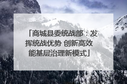 商城县委统战部：发挥统战优势 创新高效能基层治理新模式