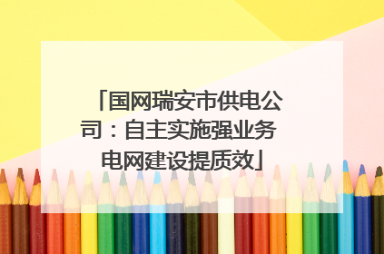 国网瑞安市供电公司：自主实施强业务 电网建设提质效
