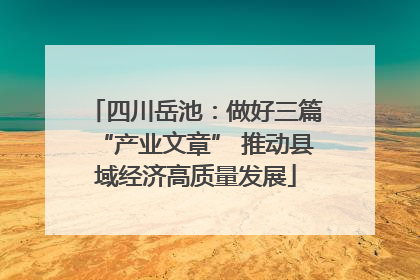 四川岳池：做好三篇“产业文章” 推动县域经济高质量发展