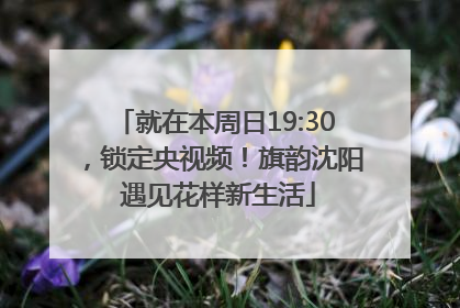 就在本周日19:30，锁定央视频！旗韵沈阳 遇见花样新生活
