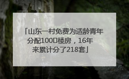 山东一村免费为适龄青年分配100㎡楼房，16年来累计分了218套