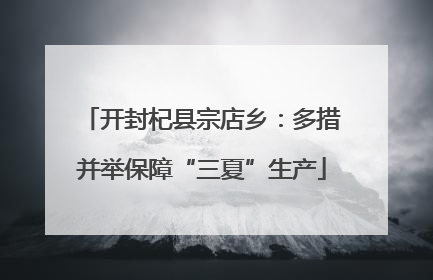 开封杞县宗店乡：多措并举保障“三夏”生产