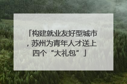 构建就业友好型城市，苏州为青年人才送上四个“大礼包”