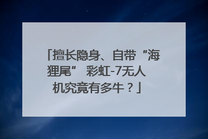 擅长隐身、自带“海狸尾” 彩虹-7无人机究竟有多牛？