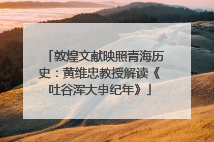 敦煌文献映照青海历史：黄维忠教授解读《吐谷浑大事纪年》