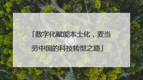 数字化赋能本土化，麦当劳中国的科技转型之路
