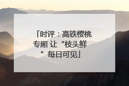 时评：高铁樱桃专厢 让“枝头鲜”每日可见