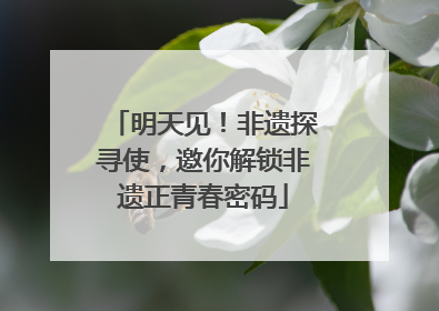 明天见！非遗探寻使，邀你解锁非遗正青春密码