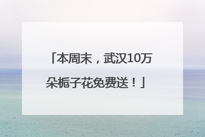 本周末，武汉10万朵栀子花免费送！