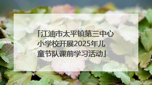 江油市太平镇第三中心小学校开展2025年儿童节队课前学习活动