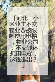 河北一小区业主不交物业费被限制使用电梯，物业公司：不交钱还想用电梯，这钱谁出？