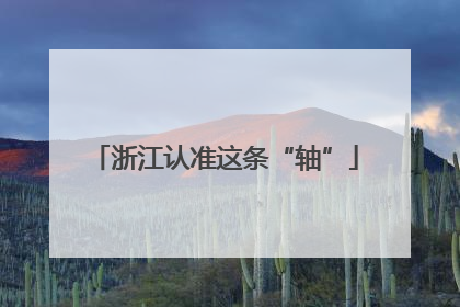 浙江认准这条“轴”