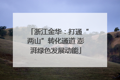 浙江金华：打通“两山”转化通道 澎湃绿色发展动能