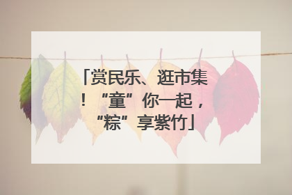 赏民乐、逛市集！“童”你一起，“粽”享紫竹