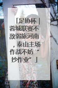 足协杯｜蓉城联赛不敌弱旅河南，泰山主场作战不妨“抄作业”