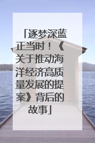 逐梦深蓝正当时！《关于推动海洋经济高质量发展的提案》背后的故事