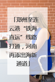 郑州至连云港“铁海直运”线路打通，河南再添出海新通道
