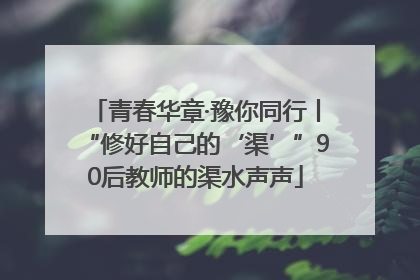 青春华章·豫你同行丨“修好自己的‘渠’”90后教师的渠水声声