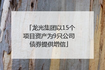 龙光集团以15个项目资产为9只公司债券提供增信
